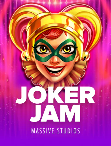 Juego de slots con temática de joker, tonos eléctricos y ambiente animado.